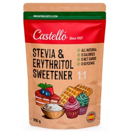 Castello Stevia & Erythritol Mix 850g - Sugar Substitute 1:1 | 1g = 1g sugar, 100% natural tasting, 0 calories, 0 glycemic index, keto and paleo