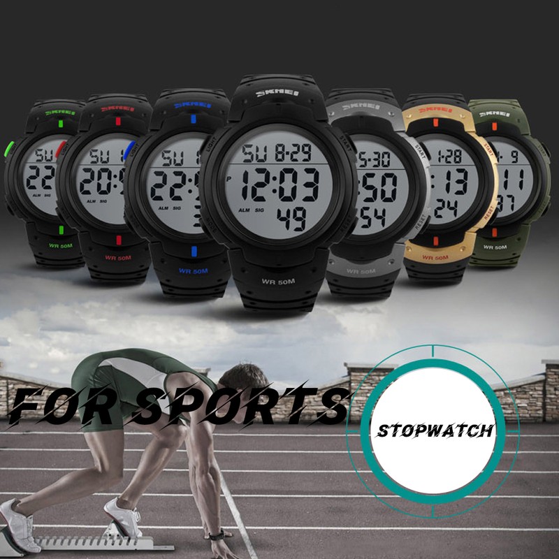 Men Digital Watch Stopwatch Alarm Luminous Watch