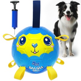 Race&Herd 6" Dog Soccer Ball with Straps – Indestructible Outdoor Toy for Dogs for Training & Play, Durable Soccer Ball for Dogs, Toy for Active Pets (Baby Sheep)