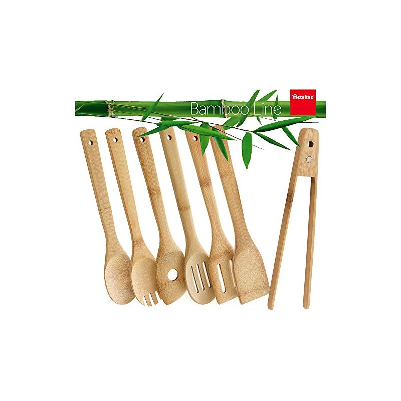 METALTEX -Bamboo Line Slotted Turner, Made of Bamboo Wood, Spatula,