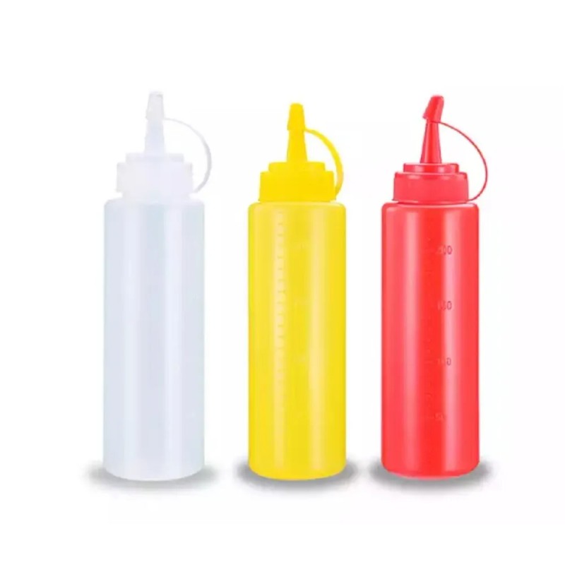 TIKA 3-Piece 16 OZ Condiment Squeeze Bottles with Scale Line