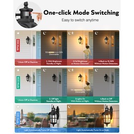 VIANIS 2 Pack Motion Sensor Light Outdoor, Black Dusk to Dawn Outdoor Sconce Lights, Anti-Rust Waterproof Outside Light Fixtures Wall Mount, Exterior Lighting Fixture for House Porch Garage Entryway