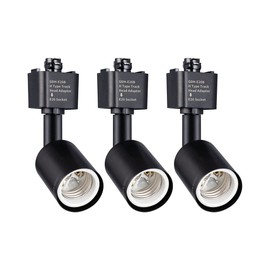 mirrea H Type Track Lighting Head to E26 Medium Screw Base Adapter Light Direction Adjustable Pack of 3 (Black)