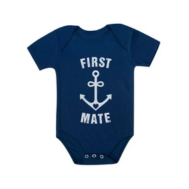Tstars First Mate Baby Bodysuit Fathers Day Baby Outfit Infant Sailing Clothes Navy 18M (12-18M)
