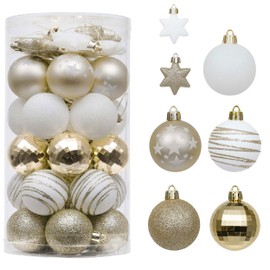 Valery Madelyn Gold White Christmas Baubles Tree Decorations - 35pcs 5cm Shatterproof Balls Ornaments for Xmas