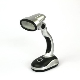 Ragyzity Led Desk Lamp, 12 LED Portable Desk Lamp Powered Battery Table Light, Computer Bedside Table Camping Light, Bright Battery Operated Desk Lamp Work Reading Light (Black Silver)