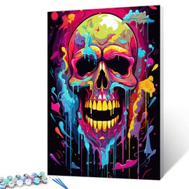 Aihonmin DIY Paint by Numbers,Sugar Skull Day of The Dead,Abstract Canvas Oil Painting Kit for Kids&Adults,16X20 Drawing Paintwork Acrylic Pigment,for Home Living Room Decorative Painting Frameless