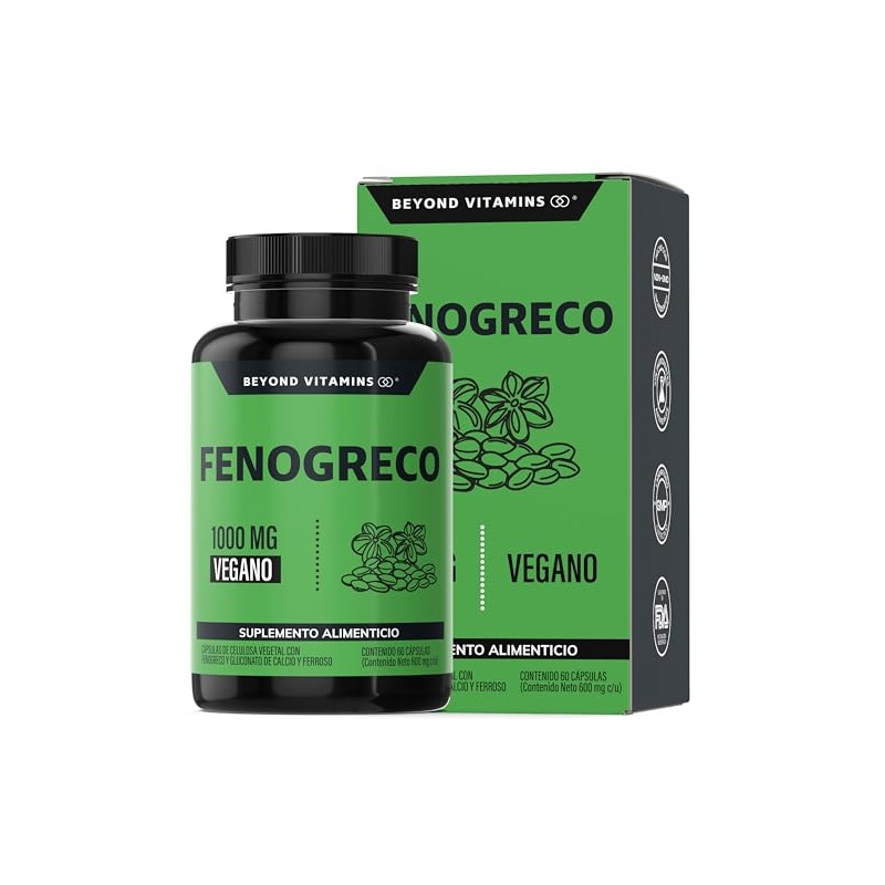 Beyond Vitamins Fenogreco 1000mg Reforzado Calcio Hierro Vegano Rellenos Fenugreek