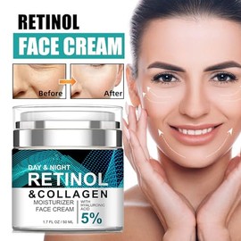 Crema de colágeno con retinol para cara con 5% de ácido hialurónico Crema antienvejecimiento antiarrugas que reduce las líneas finas, elevación y reaf