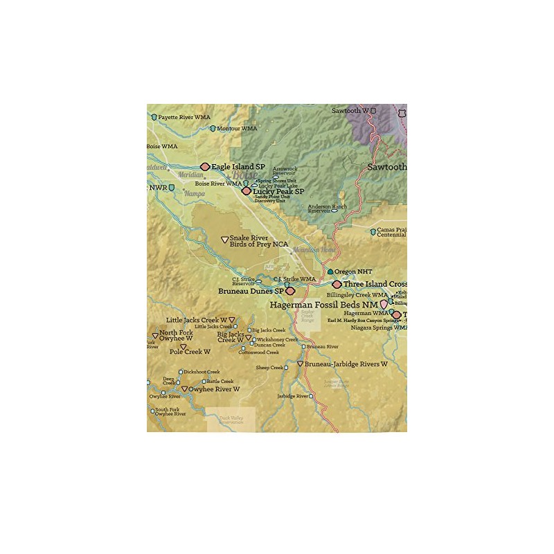 Idaho State Parks & Federal Lands Map 18x24 Poster (Sage