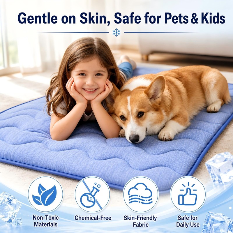 2 Pack Dog Cooling Mats 44" x 28", Q-Max 0.5+