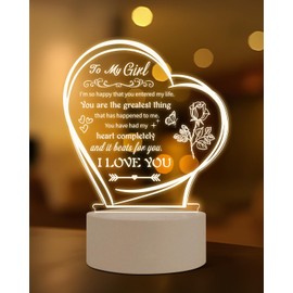 DJLLA Gift for Her Girlfriend Christmas Valentines Gift for My Girl Romantic Gifts Christmas Birthday Gifts Anniversary Acrylic Night Light Bedside Lamp Presents for Gitlfriend
