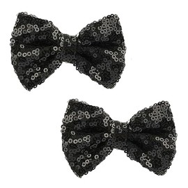 Love Fairy 3-Inch Glitter Bow Hairpin - Sparkling Sequin Bow Tie Hair Clip for Girls,Teens, and Women (Black)