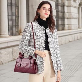 DORRISO Fashion Simple Handbag Women's Medium Handbag Classic Shoulder Bag with Carry Handle for Holiday Business Travel Afternoon Tea Shopping Women PU Leather Tote Bags, red, Fashionable