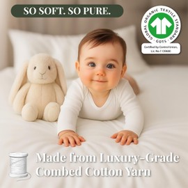 GOTS Organic 2 x Moses Basket Fitted Sheets - Luxuriously Tick 190GSM Organic Cotton - Softest Combed Cotton - Compatible With Clair de lune Moses Basket & Pram, Stroller Matress Cover Sheet