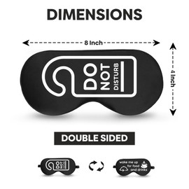 VITYA Black Do Not Disturb/Wake Me Up Double-Sided Silk Sleep Mask for Women/Men | Sleep Mask Light Blocking | Soft Breathable Sleep Eye Mask for Traveling on Airplane | Eye Mask with Elastic Strap