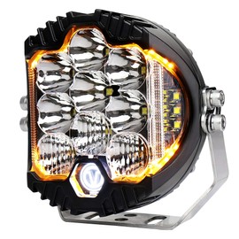 PXPART 5inch Side Shooter LED Light 50W LED Light Pod with Amber DRL Off Road Driving Spot Flood Light for Jeep Truck ATV SUV Car Boat Pack of 1