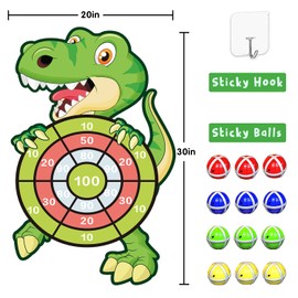 30" Dinosaur Toys for Boys, Dart Board Kids Toys 3-8 Year Old Boys with 12 Sticky Balls Boys Toys for 4-9 Year Old Kids Birthday Gifts Xmas Stocking Fillers for Boys Age 3-9, Dinosaur Gifts for Boys