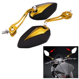 FTVOGUE Convex Motorcycle Rearview Mirrors, Pair of 8mm 10mm Universal Motorcycle Scooter Motorcycle Rear View Mirrors (Yellow)