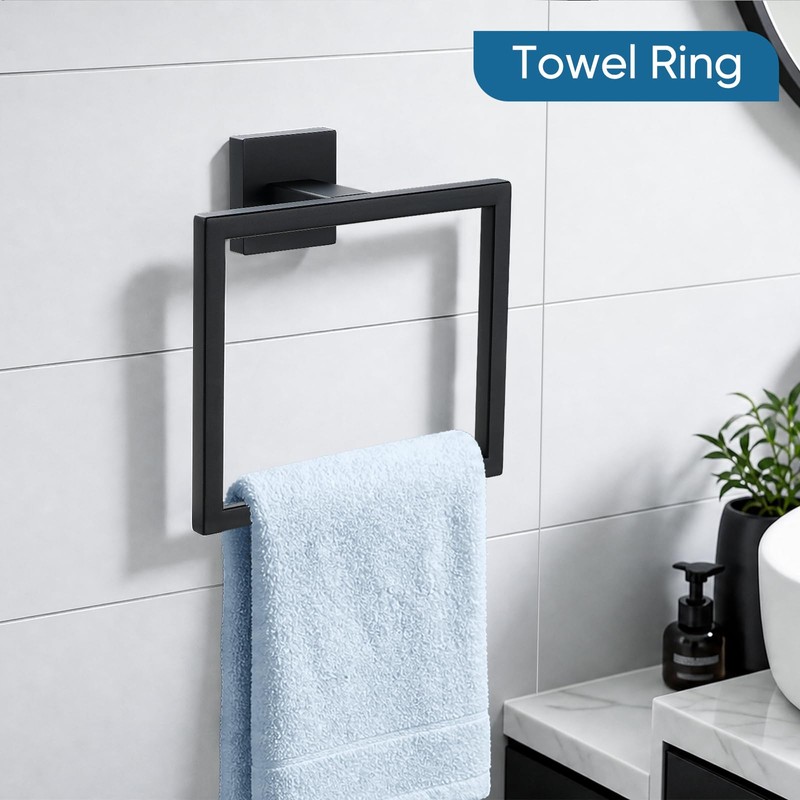 VELIMAX Mattle Black Towel Bar, SUS304 Stainless Steel Bathroom Hardware