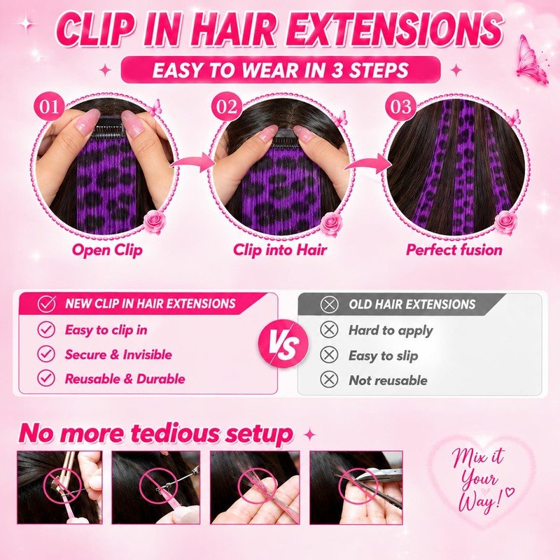 8PCS Raccoon Tail Hair Extensions,Chocolate Brown Scene Hair Extensions