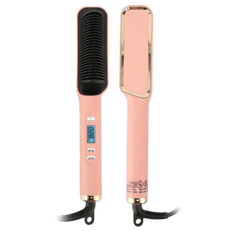 Hair Straightening Brush PTC Even Heating LCD Hair Straightener Brush