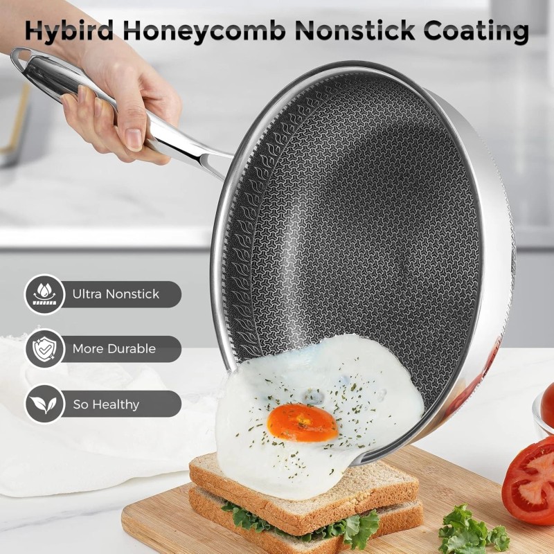 SODAY 10.5 inches Frying Pan Nonstick 2.5 Qt Deep Non