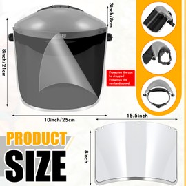 Amylove 2 Pcs 2 Set Safety Face Shield Lightweight with 1 Helmet Black Welding Face Shield for Protective Grinding and Cutting (Gray,Black,Clear)