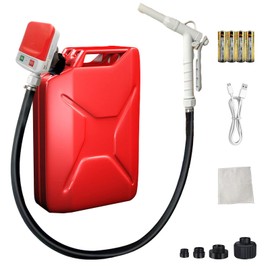 SYPEPJI Automatic Fuel Transfer Pump with Nozzle, 3.4GPM Portable Electric Gas Can Pump with 51" Long Rubber Hose for Oil Diesel Gasoline, 4pcs AA Battery/1pcs USB Cable and 4 Can Adapters Included