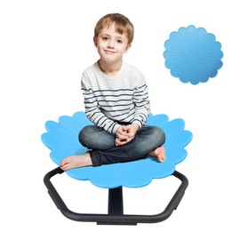 67i Kids Spinning Sensory Chair - 360° Rotating Swivel Seat with Triangular Base, Anti-Slip Foot Pad for Balance & Grip Strength Training - Perfect for Autism Play (Blue)