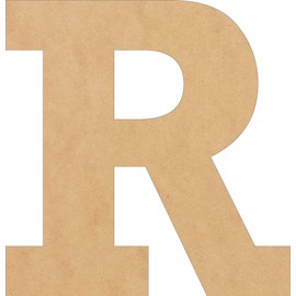 6 Inch Wooden Block Letter for Kids, Unfinished R Nursery Decor Wood Alphabet, Paintable MDF Craft, Rockwell Font