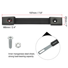PATIKIL 2pcs 7.8" Handle Strap Replacement Rubber Amplifier Speaker Cabinet Strap Handle with Metal End Caps and Hardware Accessories, Black