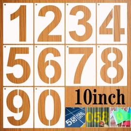 LYPER 10Inch Large Number Stencils Set, 0 to 9 Digital Templates, Reusable for Painting, DIY Mailbox Signs, Road Parking Lot Door Trucks