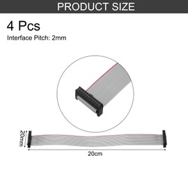 QUARKZMAN IDC Flat Ribbon Cable, 2 mm Pitch 20 mm Width 20 cm Length 20 Pin FC to FC Ribbon Connector Jumper Cable for PC, LED Displays Pack of 4