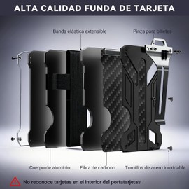 Porta Gafete de Fibra de Carbono, Soporte Duradero para Tarjetas de Identificación, Material de Aleación de Aluminio, Cepillo Antirrobo, Gran Capacidad, Adecuado para Uso en el Trabajo