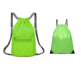 GYWHOOFT Drawstring Backpack Bag, 2 Pcs Large Capacity Drawstring Gym Bag, Waterproof Backpack with Bottom Compartment and Wide Drawstring, Small Bag Backpack with Inner Pocket, Outer Pocket
