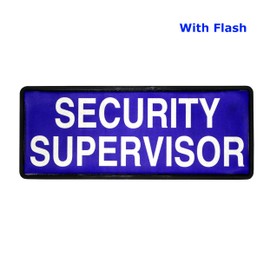 L-MAX Reflective Security Supervisor Badge with Hook and Loop (Large, Blue)