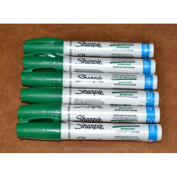 Sharpie 6 Brand New SHARPIE Water Based Green Medium Point