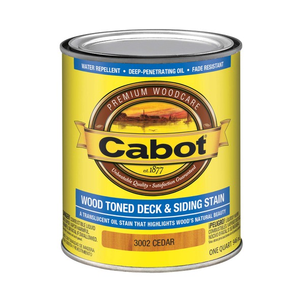 Cabot 140.0003002.005 Wood Toned Deck & Siding Stain, 1 qt, Cedar