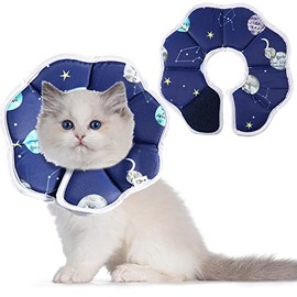 Soft Cat Recovery Cone Adjustable Cat Recovery Collar Waterproof Cat Cotton Cone Protection Kitten Cone Collar Comfortable Pet Collar Starry Sky Blue Cat Collar for Cat Kitten Dogs (Small)
