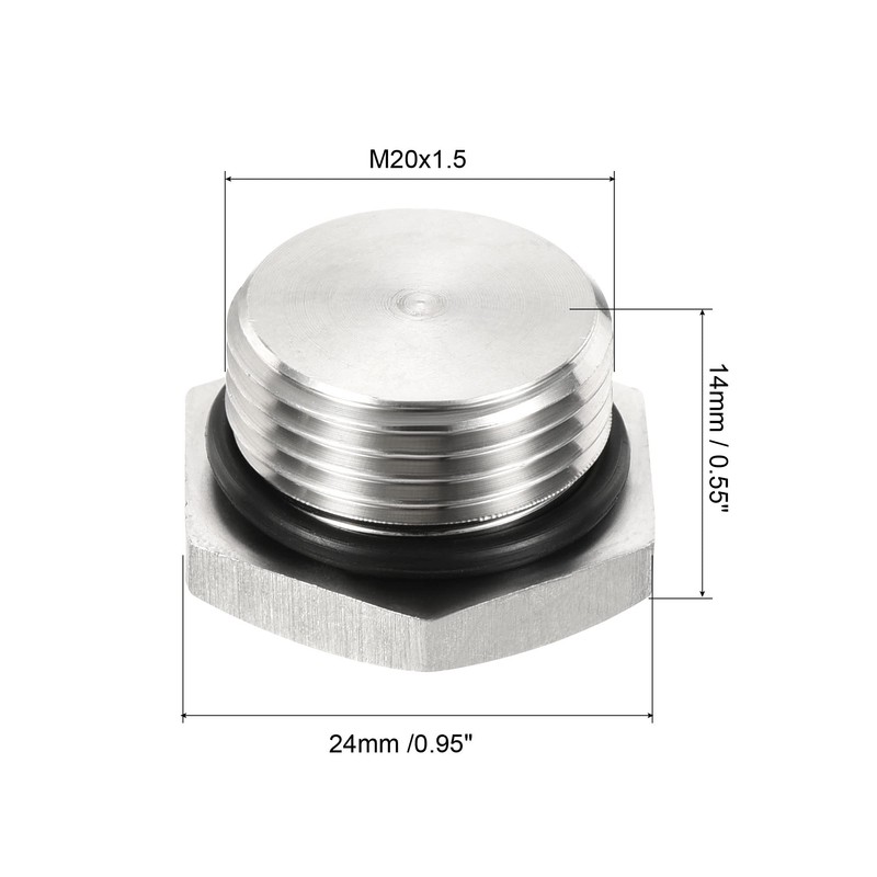 PATIKIL M20x1.5 Male Plug, 2 Pack Waterproof Dustproof 304 Stainless