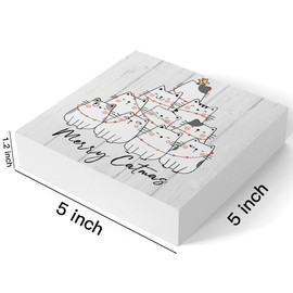 Christmas Sign Decor Cute Merry Catmas Sign Cat Decor Christmas Decorations Indoor Winter Desk Accessories Decoration for Table Home Shelf Office Gifts for Women 5 X 5 Inch