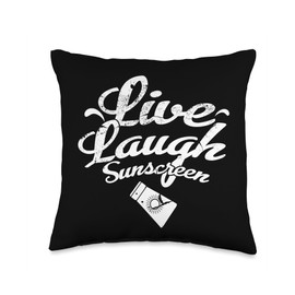 Sunscreen Quote Skincare Esthetician Skin care Vintage Live Laugh Sunscreen Skincare Skin Esthetician Throw Pillow, 16x16, Multicolor