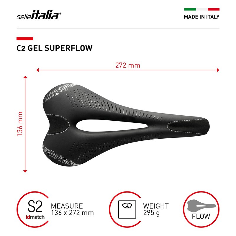 Selle Italia - C2 Gel Flow, Soft Gel Bicycle Saddle