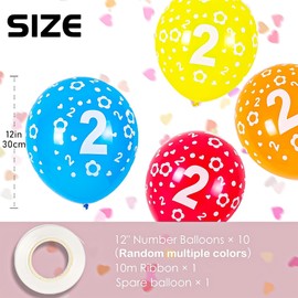 Cxryrzhe 10 Pcs 5th Birthday Balloons 12" Multicoloured Printed Latex Balloons 5th Anniversary Party Supplies Number 5 Year Old Birthday for Boy Girl Party Decorations