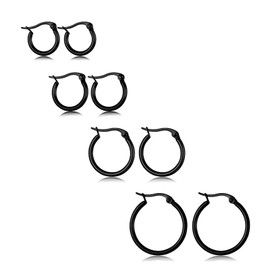Krstudent 4 pairs Titanium Steel Gold Hoop Earrings for Women, Huggie Hypoallergenic Cartilage Piercing Earrings Set 20,30,40,50MM