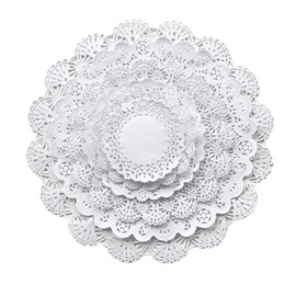 The Baker Celebrations White Round paper Lace Table Doilies 4 5 6 8 10 and 12 inches Assorted Sizes (Variety pack of 120-20 of each)