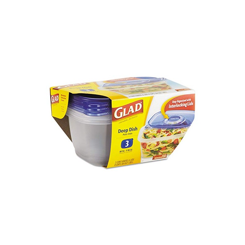GladWare Deep Dish Containers with Lids, 8 Cups (64 oz)