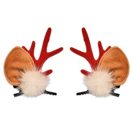 Deer Ears Hair Clips Christmas Reindeer Antlers Hair Clip for Girls Red Deer Horns And Elk Ear Hair Barrette for Xmas Party Hairpins Deer Cosplay Costume for Women Toddlers Christmas Hair Accessories