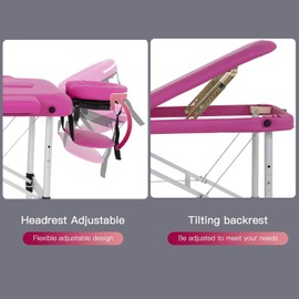 BestMassage Aluminium Massage Bed Portable Massage Table 24 inche Wide Lash Bed Heigh Adjustable 3 Folding with Non-Woven Bag for Spa Footmassage Facial CareSpa Tattoo